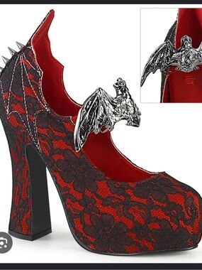 Demonia Demon 18 metal bat and spike lace 5” platform heels
